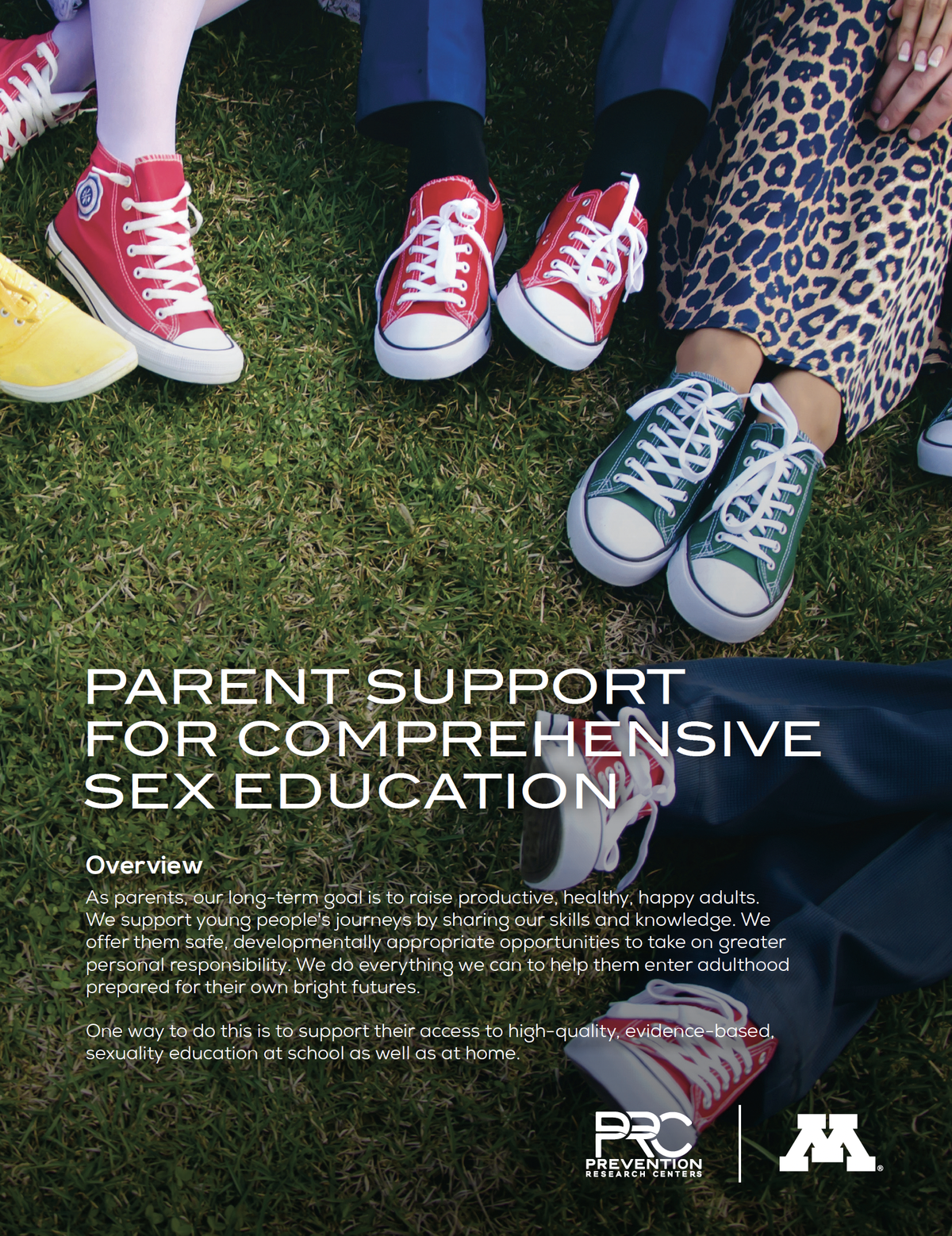 Report cover with circle of Converse-wearing teens sitting in grass